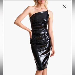 Avec Les Filles Faux-Ever Leather™ Body-Con Dress New With Tags Size XS Black